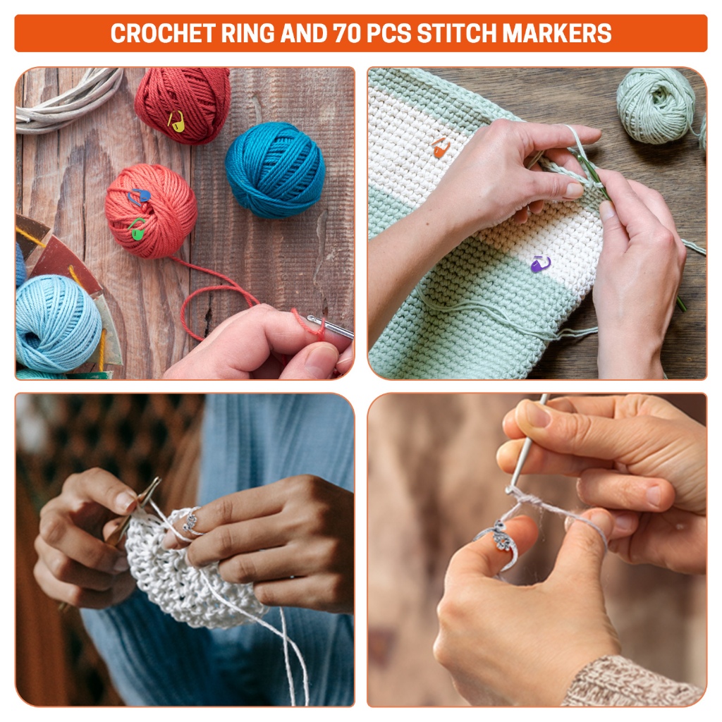 GNEGNI LIFE เข็มโครเชต์ ขนาด 2.0MM - 10.0MM มม ด้ามยาง ชุดตะขอโครเชต์, เครื่องมือถัก 90 ชิ้นพร้อมตะขอ, เข็ม, กรรไกร, ไม้บรรทัด แหวน - รูปที่ 7