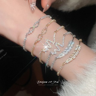 สร้อยข้อมือฝังเพทาย ดีไซน์สไตล์ทันสมัย ดึงออกได้ง่าย