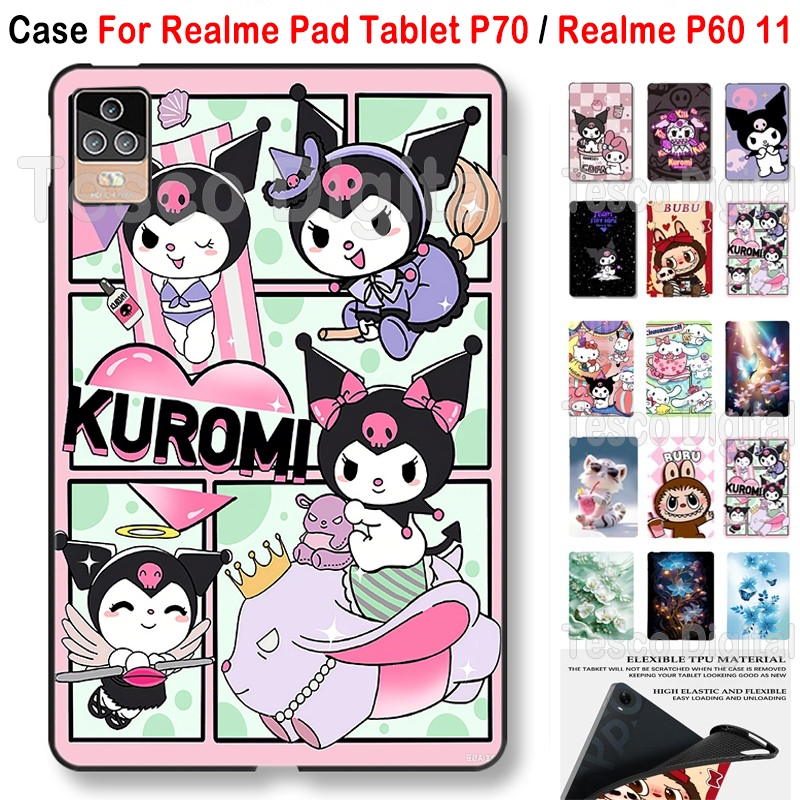 สําหรับRealme Padแท็บเล็ตP70 แฟชั่นการ์ตูนภาพวาดBU TPUกันกระแทกปกหลังสําหรับRealme P60 11 ซิลิโคนนุ่มกรณีแท็บเล็ตUniversal 10 นิ้ว