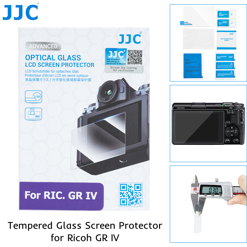 JJC GR4 กระจกนิรภัยป้องกันหน้าจอสําหรับ Ricoh GR IV GRIV GR4 กล้อง, LCD Scratch-Resistant ฟิล์มป้องก