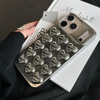 หรูหราชุบเงิน 3D Loveเคสโทรศัพท์นุ่มสําหรับiPhone 17 Air 16 15 14 12 11 13 Pro Max Mini XR X XS 7 8 Plus SE 2020 ฝาหลัง