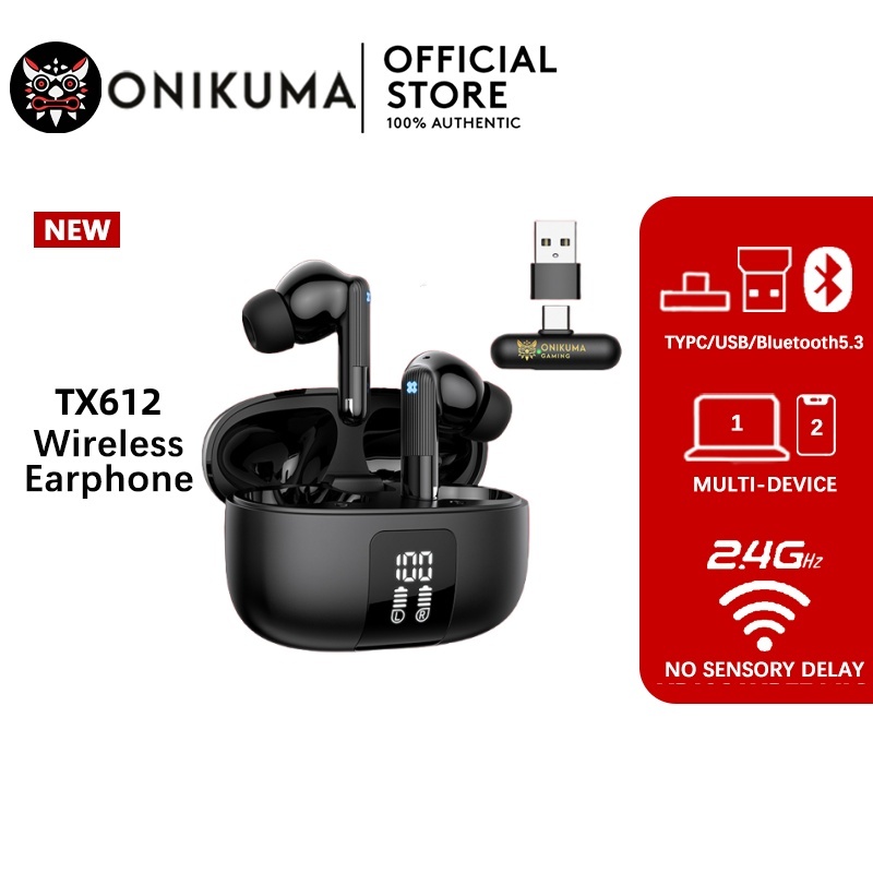 ใหม่ Onikuma TX612 หูฟังสามโหมด ENC ลดเสียงรบกวนรองรับ USB 2.4G/Bluetooth/Type-C เล่นขณะชาร์จ อายุการใช้งานแบตเตอรี่ยาวนาน