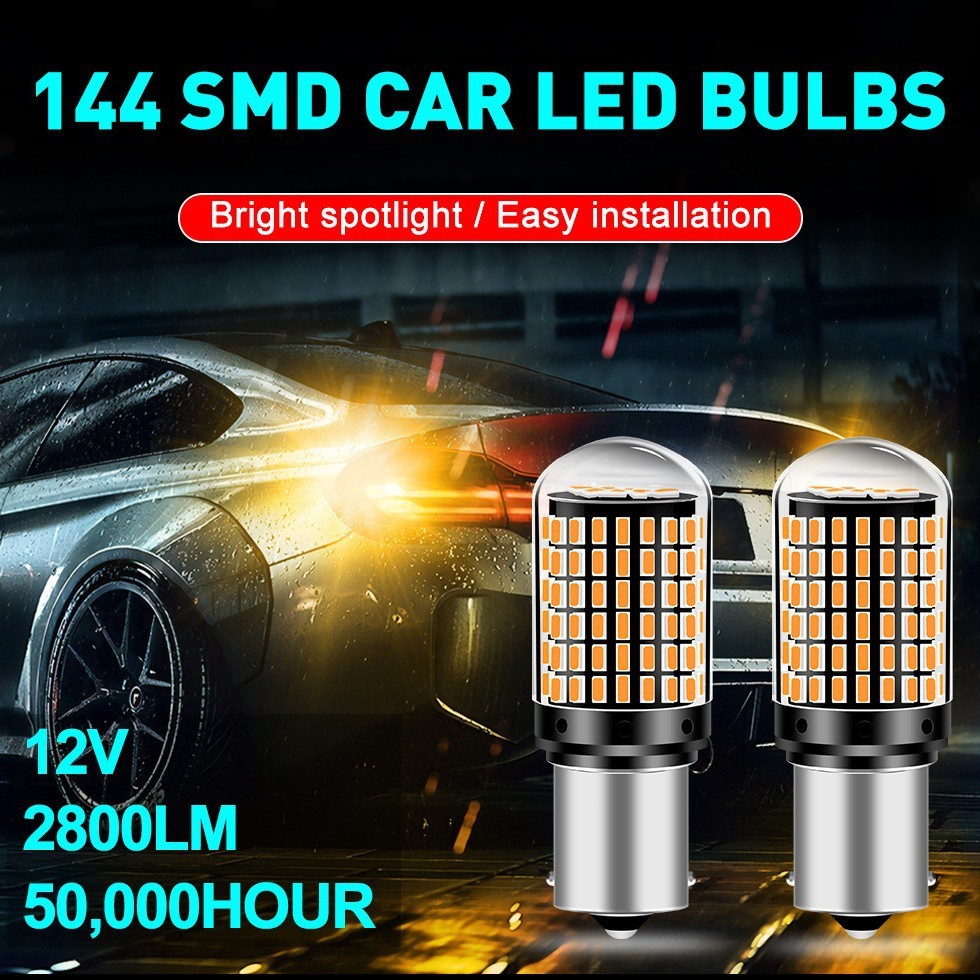 1/2PCS 3014 144SMD รถสัญญาณไฟ Led 12-24V Tail Park ย้อนกลับเลนส์โคมไฟ 1156 BA15S 1157 T20 7440 7443 T25 3157 Super Bright 2800LM