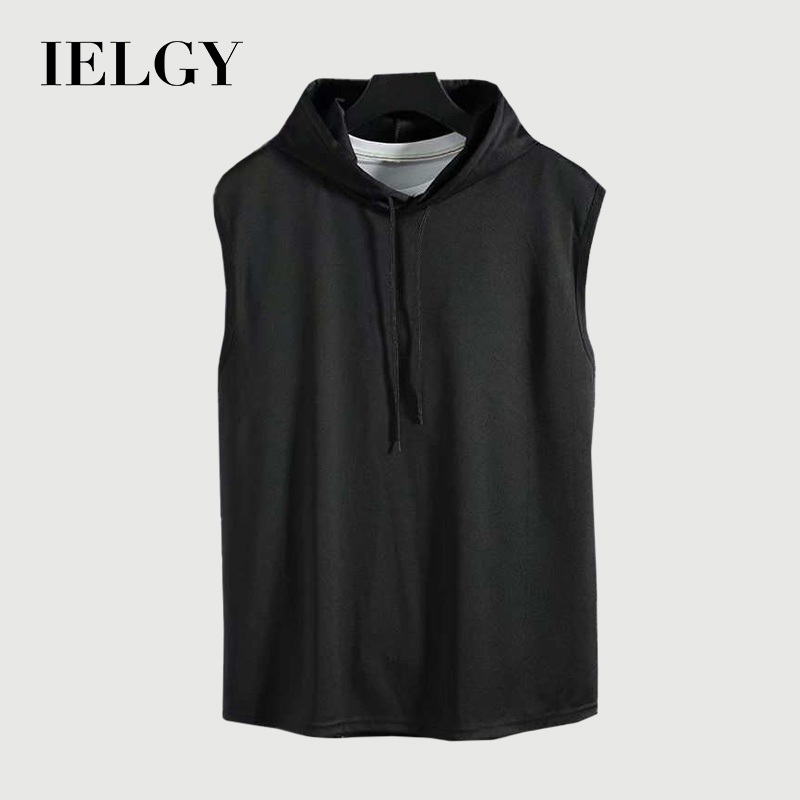 IELGY เสื้อกั๊กสไตล์ใหม่ด้านบนผู้ชายสบายๆสีทึบคลุมด้วยผ้า