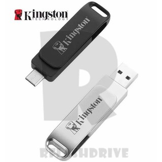Kingston Rotary Type-C&USB 2-in-1 โลหะ USB แฟลชไดรฟ์จัดเก็บข้อมูล 8GB 16GB 32GB 64GB 128GB 2TB รองรับอย่างกว้าง