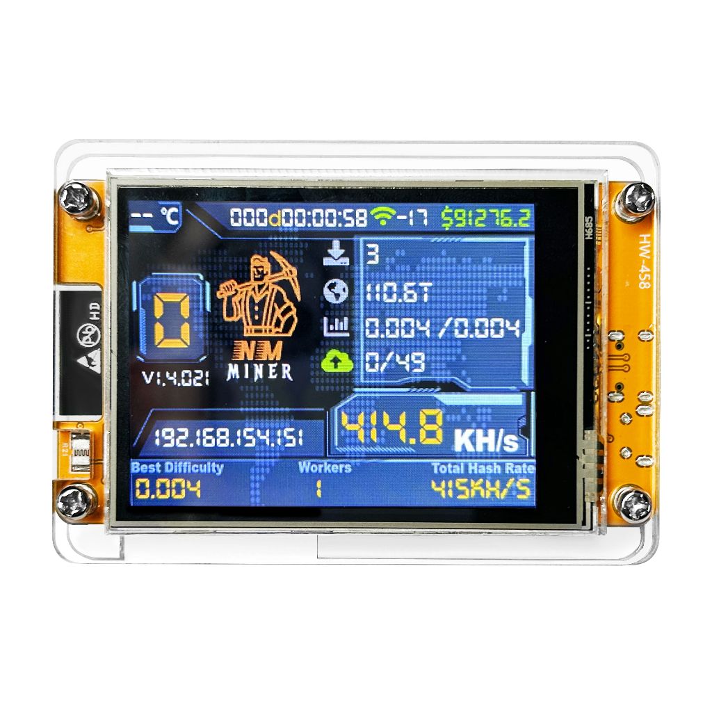 NMMiner NerdMiner ESP32 V2 Hashi Rate Lucky Miner 2.8 นิ้วหน้าจออัจฉริยะ 960KH ตั๋วหวยช้า/S Bitcoin 