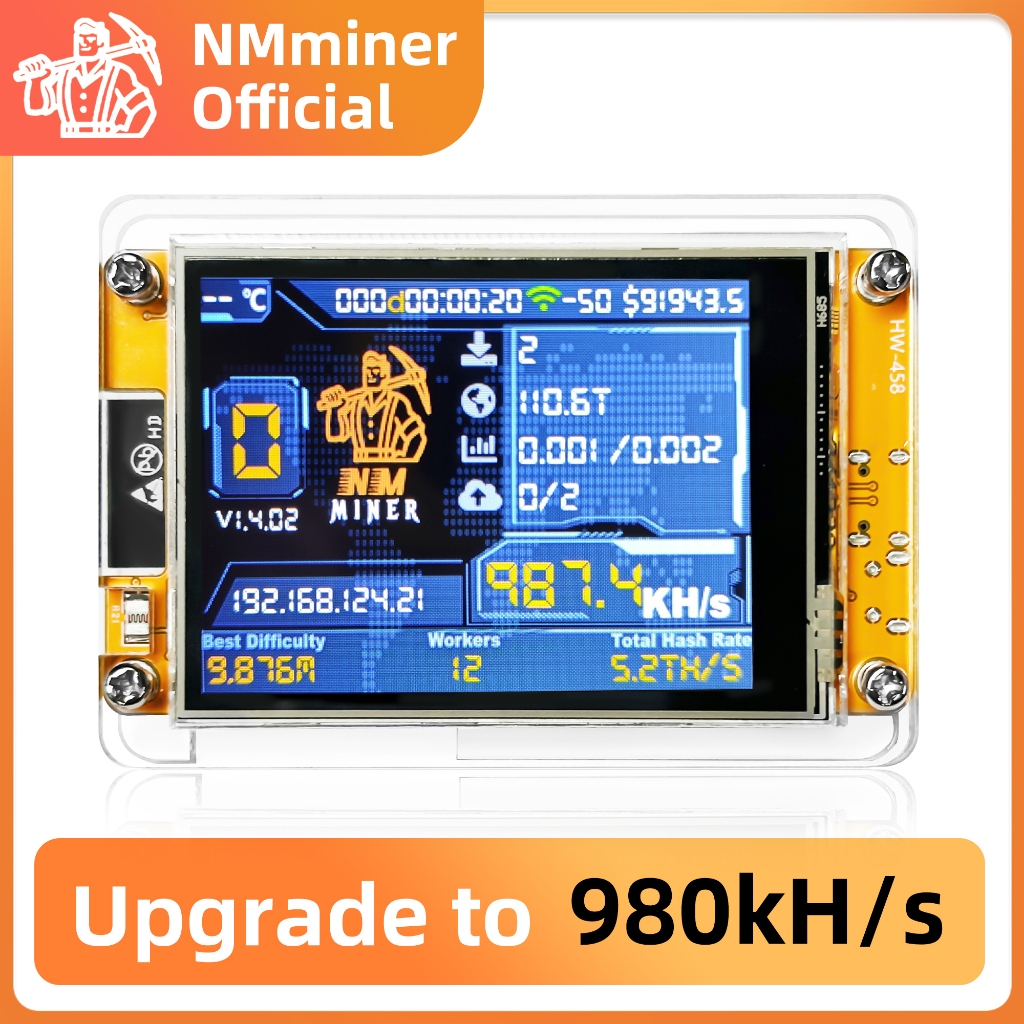 NerdMiner V2 980KH เมนบอร์ดการทําเหมืองแร่สกุลเงินเข้ารหัส พร้อมหน้าจอ 2.8 นิ้ว