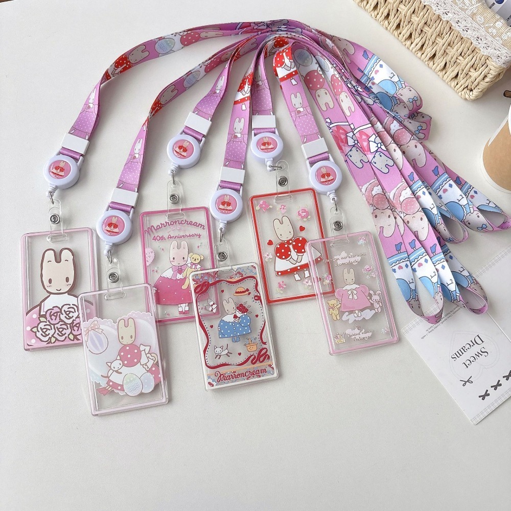 พร้อมสต็อกใส ซานริโอ หดเชือกเส้นเล็กผู้ถือบัตรกระต่ายจัสมินง่าย ป้องกันสูญหาย ป้องกันกรณี กระเป๋าเสน่ห์ ควบคุมการเข้าถึง รถบัส