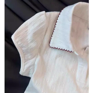 NICO BRA เสื้อยืดคอปกแขนสั้น เสื้อตัวบนสุดเทรนด์ กระดุมหน้า ผ้านิ่ม ใส่บาย ลุคมินิมอล สไตล์เกาหลี (พร้อมส่ง）#1075