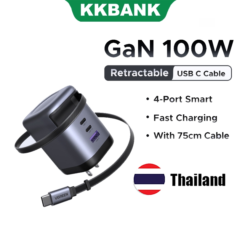 เครื่องชาร์จ UGREE N 100W GaN เครื่องชาร์จ 3 พอร์ต เครื่องชาร์จ Nexode GaN Fast Charger