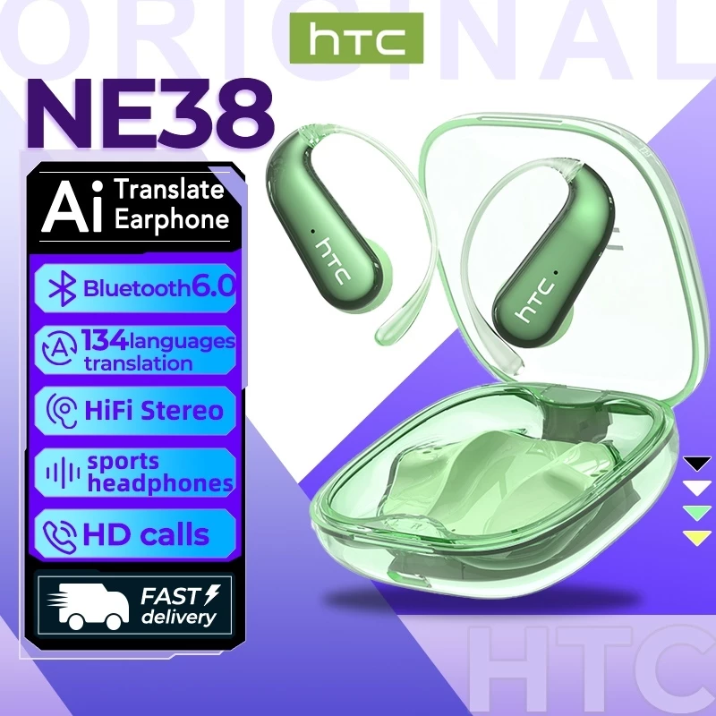 HTC NE38 หูฟังแปลภาษา AI ไร้สาย Bluetooth 6.0