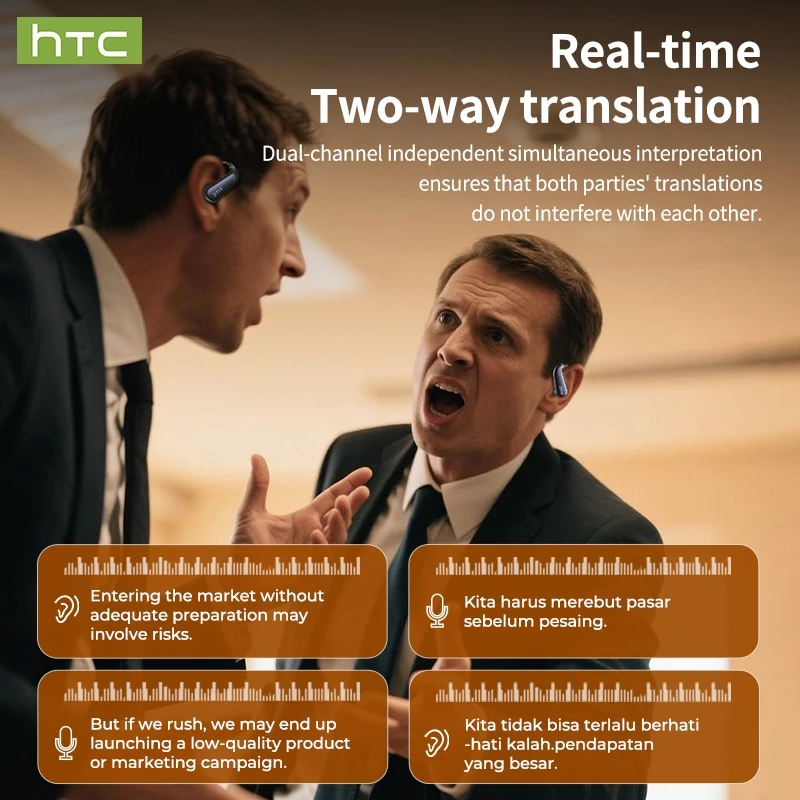 HTC NE38 หูฟังแปลภาษา AI ไร้สาย Bluetooth 6.0 thumbnail 7