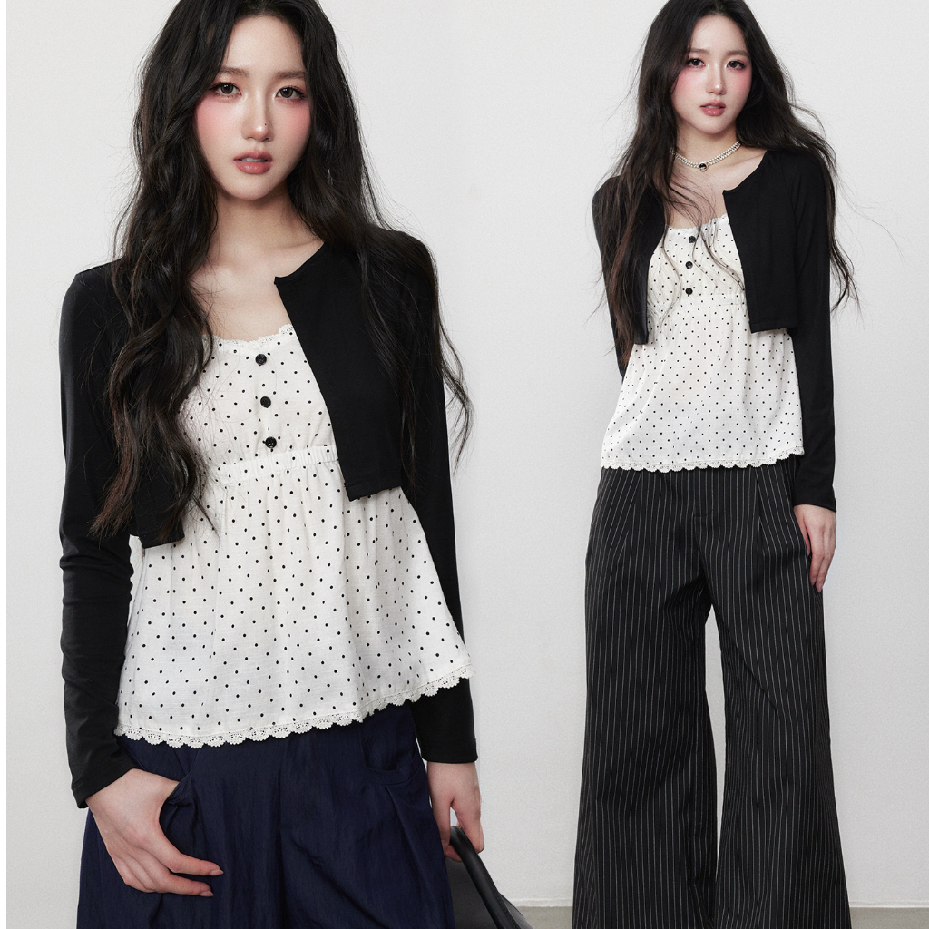 【BANKO】เสื้อยืดแขนยาวสไตล์เกาหลี ออกแบบมาสำหรับฤดูใบไม้ร่วง ทรง V-neck สไตล์สแลบ핏 สีขาวยางพยุห์