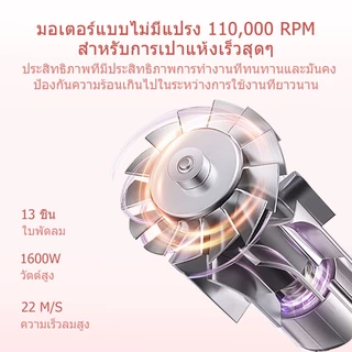 HODEKT ความเร็วสูง ​​ไดร์เป่าผมปรับอุณหภูมิและความเร็วได้ ดูแลเส้นผมไอออนลบ รับประกัน 1 ปี
