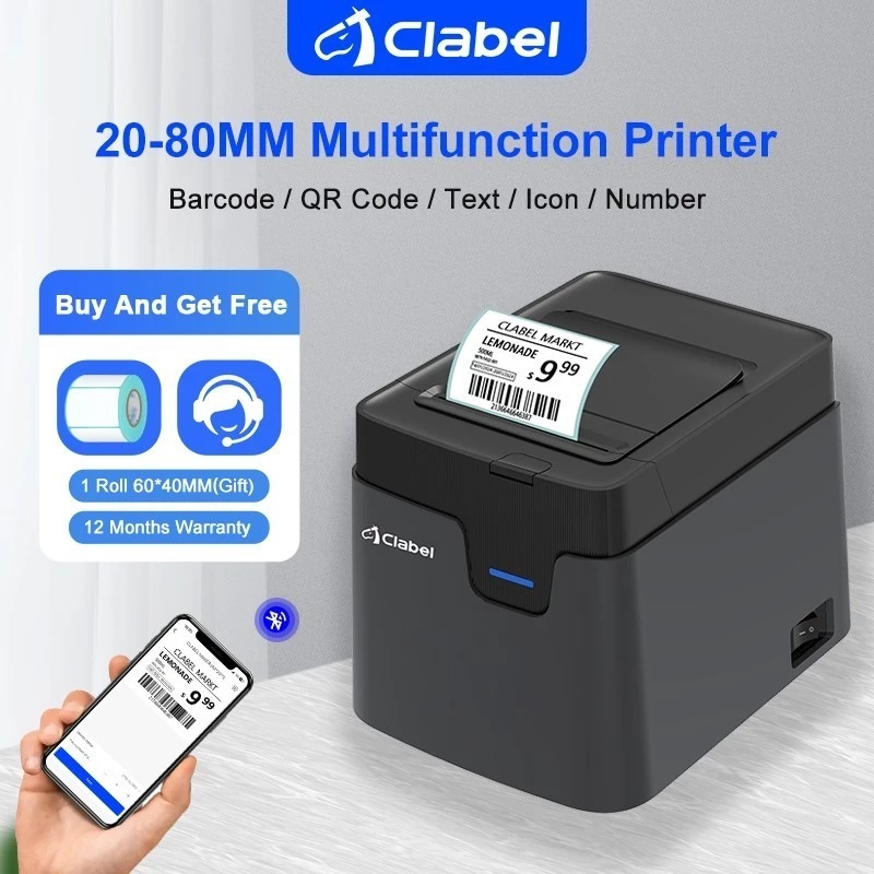 CLABEL 221D เครื่องพิมพ์ฉลากไร้หมึก กว้าง 20-50 มม.ปุ่มเดียวใช้งานง่าย สำหรับร้านค้า ซูเปอร์มาร์เก็ต
