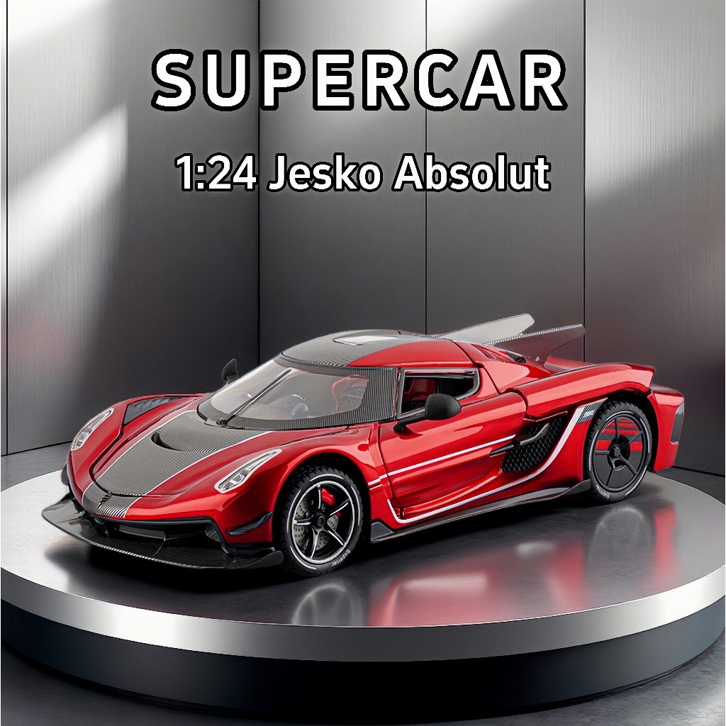 Koeniseg Jesko Absolut 1: 24 โมเดลรถโลหะผสมดึงกลับแสงจําลองรุ่นของเล่นเด็กคอลเลกชันของขวัญตัวเลือกแรกจัดส่งฟรีรุ่นขายดี