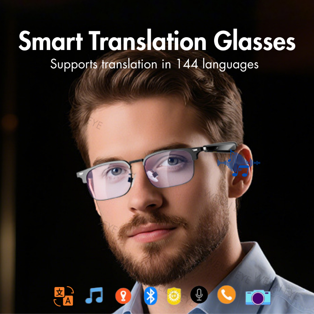 WEILAI EY144 แว่นตาบลูทูธอัจฉริย ป้องกันแสงสีฟ้าและมีระบบแปลภาษารองรับ 144 ภาษา