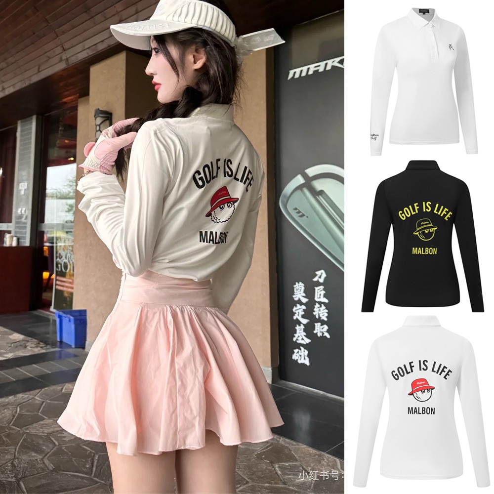 เสื้อกอล์ฟผู้หญิงแขนยาว แห้งไว ระบายอากาศได้ดี สวมใส่สบาย เป็นมิตรกับผิว