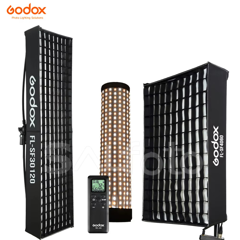 Godox FL60 FL100 FL150R FL150S ไฟ LED ยืดหยุ่นรังผึ้งตาราง Softbox โคมไฟผ้าม้วนได้ 150 W/100 W/60 W 
