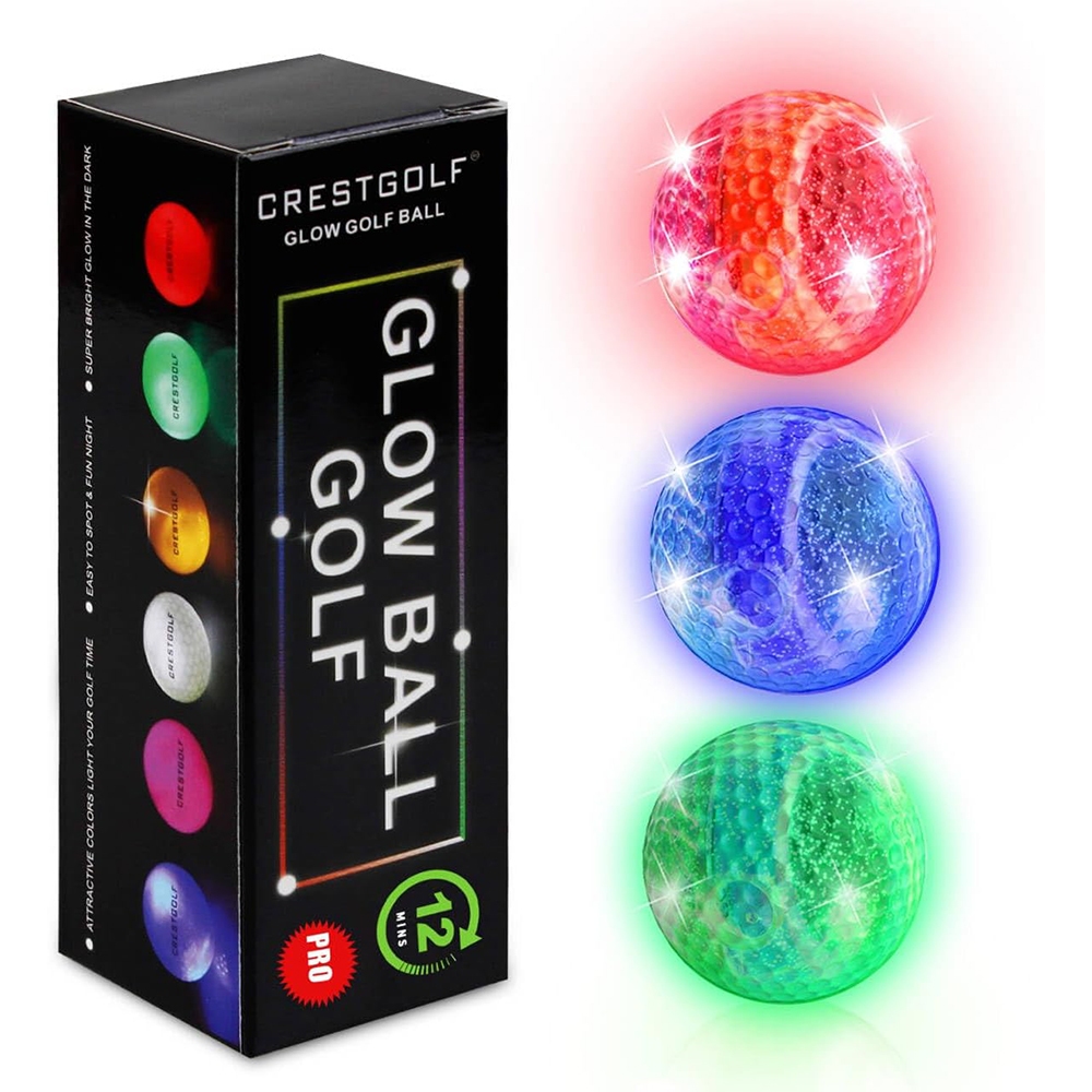 CRESTGOLF Night Light Golf Ball - LED Three Color Golf Ball - Used for Night Sports - Fun Golf Gifts for Men and Women