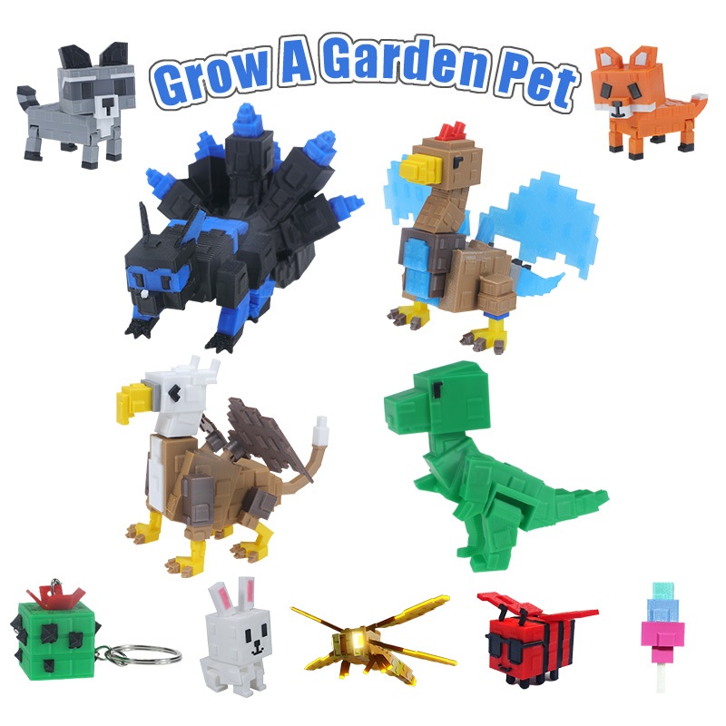 Roblox ของเล่น Grow A Garden CANDY BLOSSOM Action Figure 3D การพิมพ์สัตว์เลี้ยง Raccoon T-Rex Cockatrice Griffn Glimmering Sprite สําหรับของขวัญเด็ก