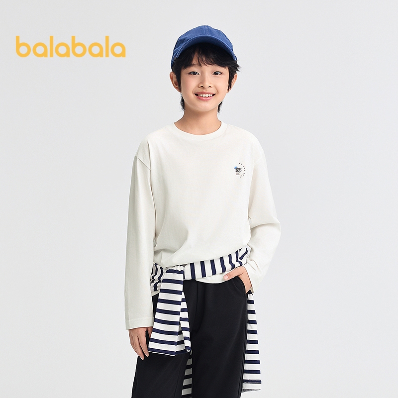 เสื้อแขนยาว Balabala Boys T-shirt ผ้าฝ้ายสวมใส่สบาย เหมาะสำหรับฤดูเปลี่ยนแปลง