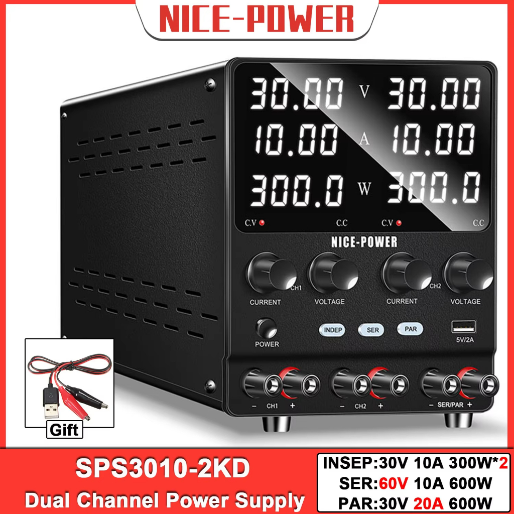 NICE-POWER 30V 10A Dual Channel Power Supply ปรับ Lab Power Source INDEP/SER/PAR Series เอาต์พุตขนาน