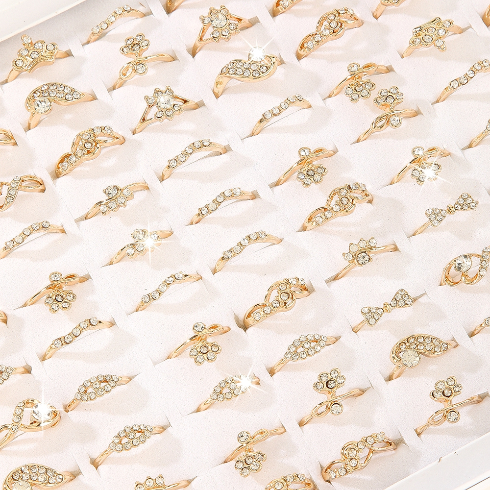 30 ชิ้นประณีตแหวนผู้หญิงประกาย Rhinestone Elegant แฟชั่นเครื่องประดับ Lot