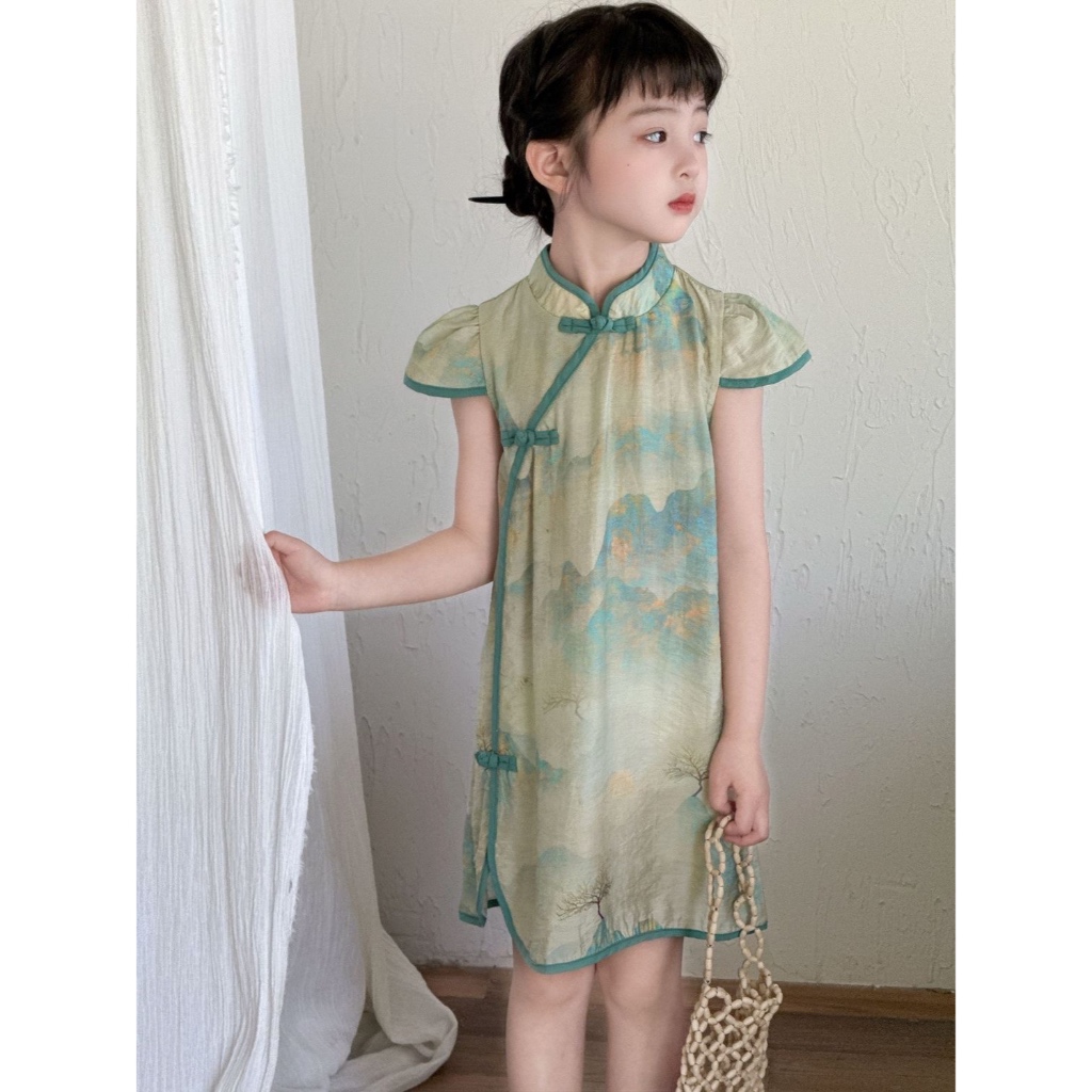 ชุดฮันฟูสำหรับเด็กหญิงอายุ 5-10 ปี แบบกี่เพ้าจีนใหม่ - รูปที่ 2