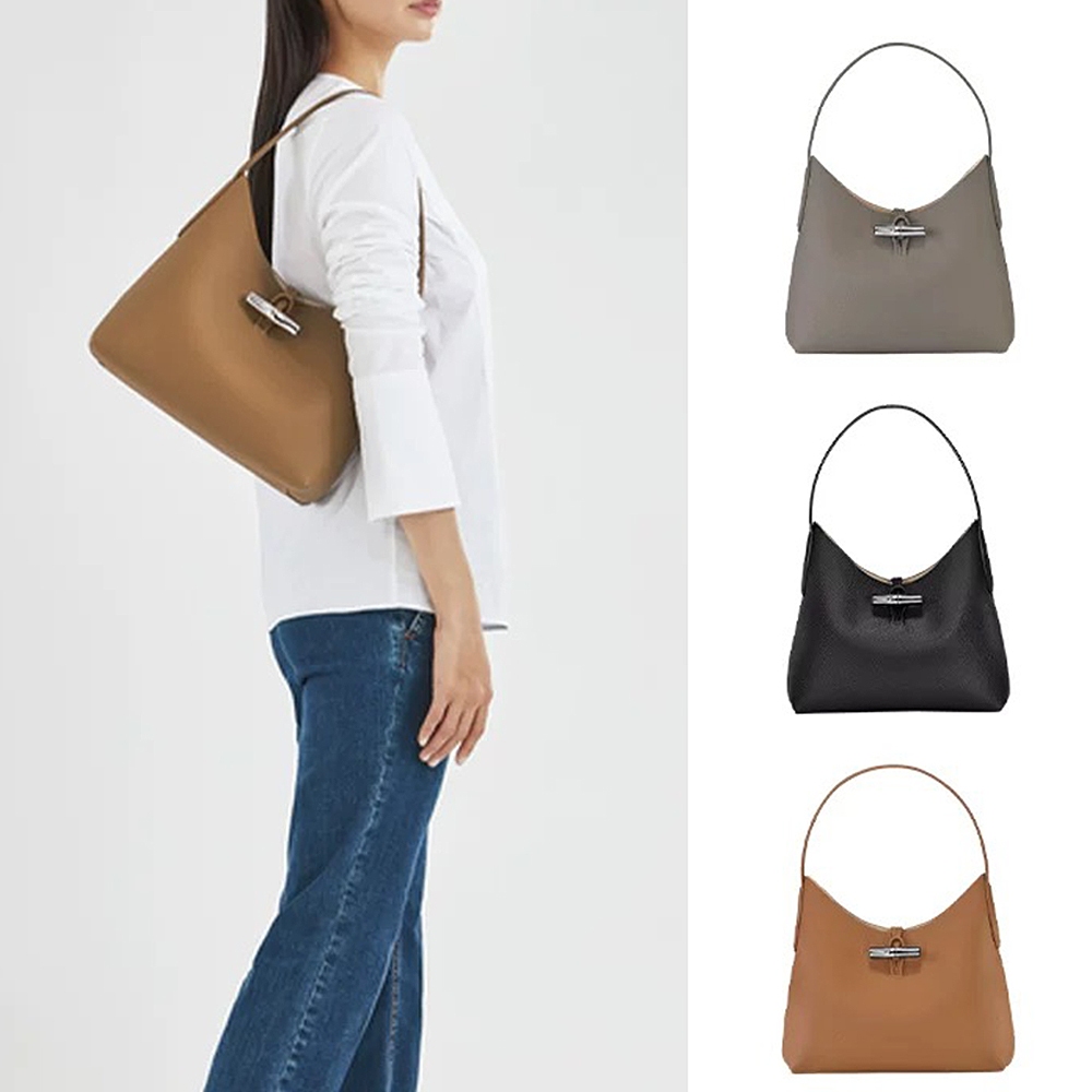 Longchamp 1013HPN ROSEAU กระเป๋าถือหนังวัวผู้หญิงใหม่กระเป๋าสะพายไหล่แฟชั่นลําลองกระเป๋าคล้องคอขนาดก