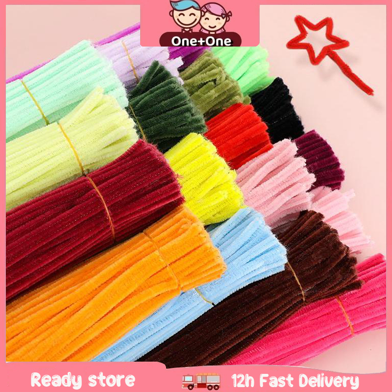 ลวดกำมะหยี่ DIY 100 ชิ้น 8 มิล ลวดกํามะหยี่ขนฟู เส้นขนฟู ลวดกำมะหยี่หนาพิเศษ คละสี สีพาสเทล สีสันสดใ