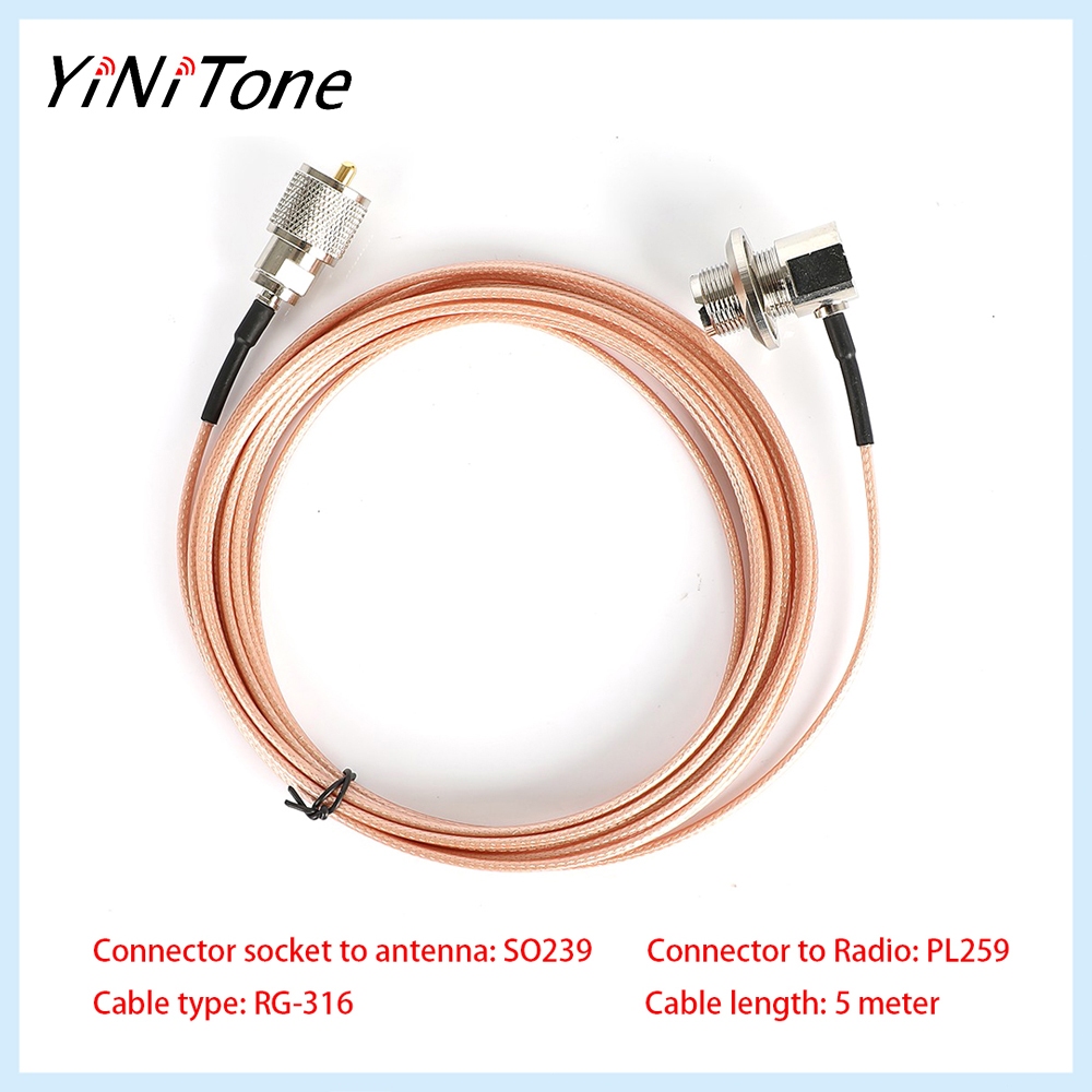 SC-316 5M RG-316 สายต่อสําหรับวิทยุติดรถยนต์ PL-259 SO-239 - เข้ากันได้กับ Kenwood TM-261 Yaesu FT-1