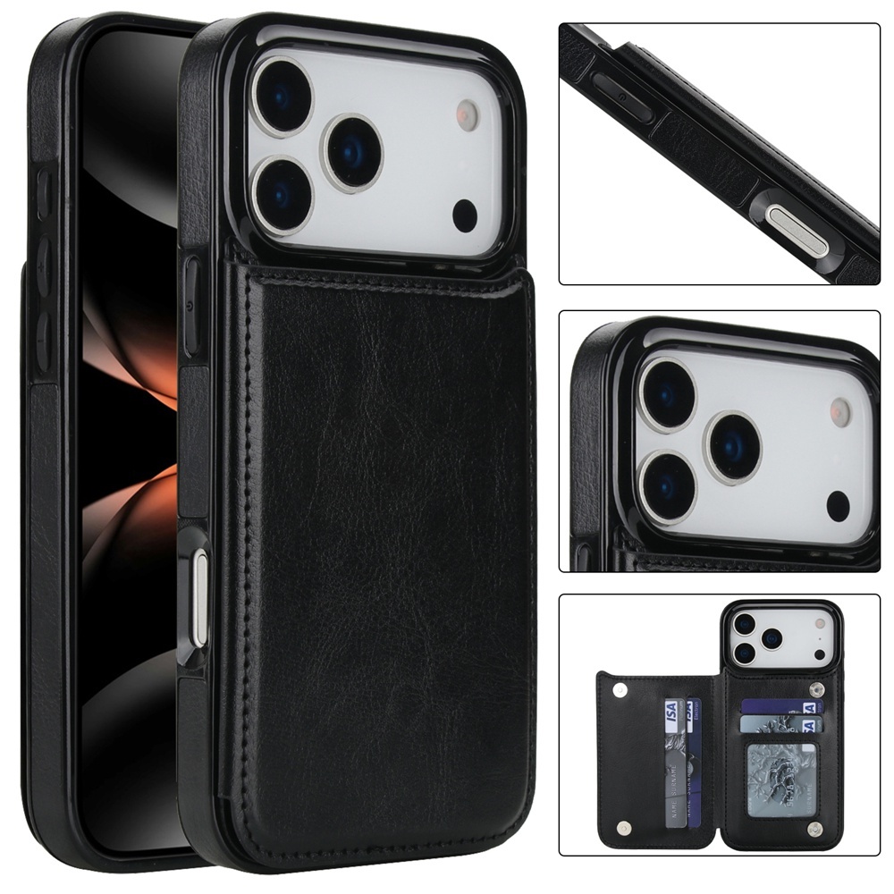 ช่องเสียบการ์ดสําหรับiPhone 13 12 11 14 15 16 17 Pro MaxกรณีปกหนังPUสําหรับiPhone Air 11 12 13 14 15 16 E Plusกรณี
