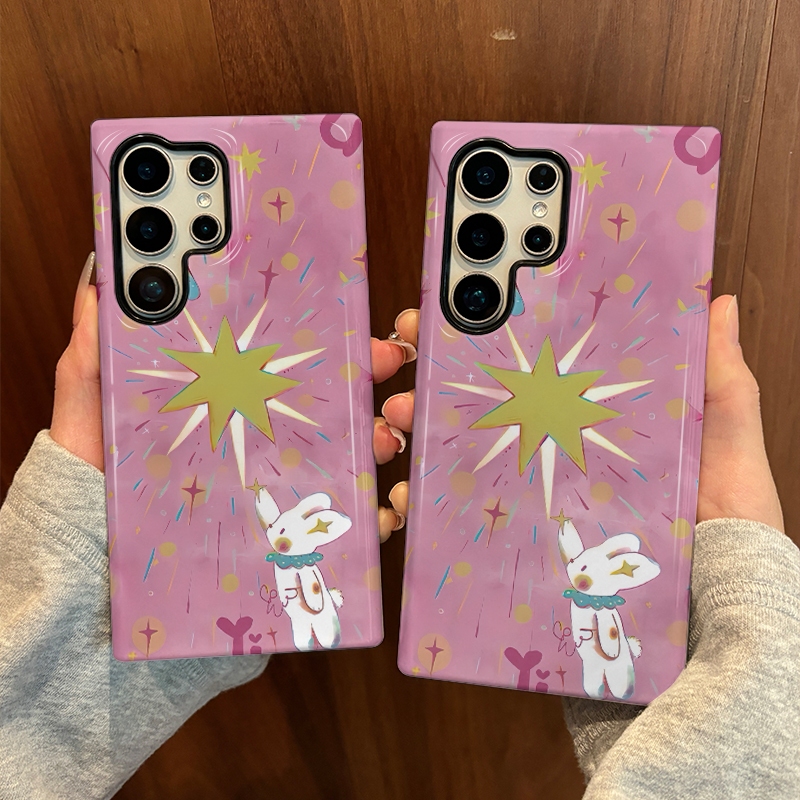 เคสป้องกันสองในหนึ่งเดียวลายกระต่ายดาวเหมาะสําหรับ Samsung su22u s23 plus s23FE s24 s25 plus A55 A56