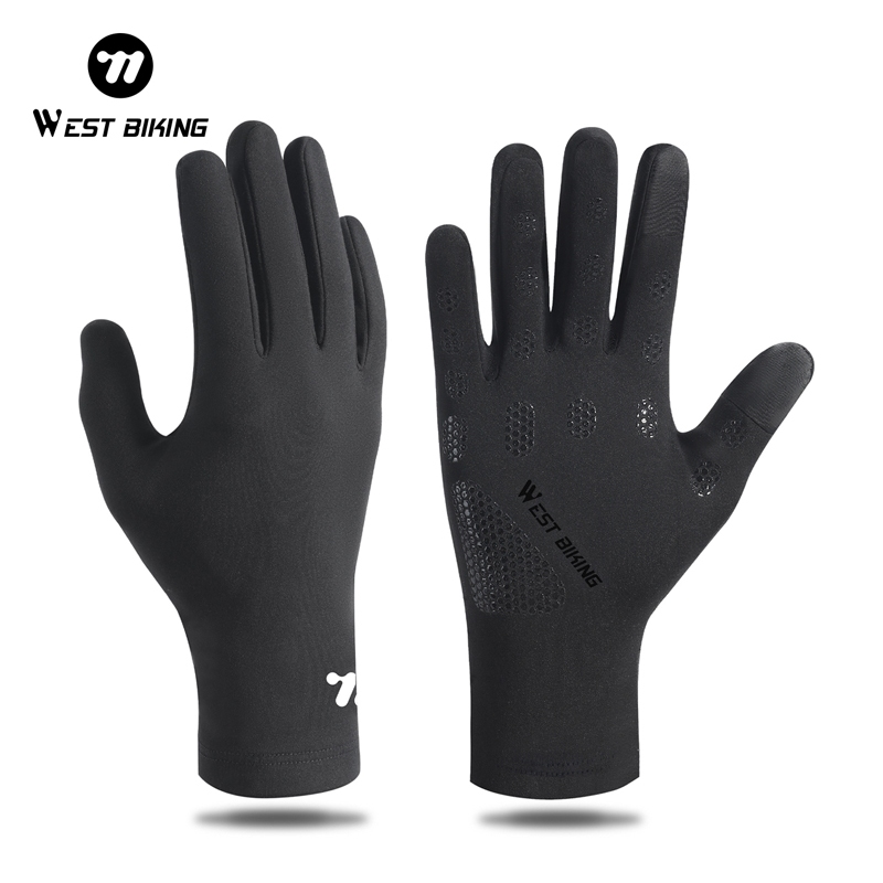 WEST BIKING ถุงมือจักรยาน อันตี้สลิป ป้องกันลม ใช้งานบนหน้าจอสัมผัส สำหรับทั้งชายและหญิง