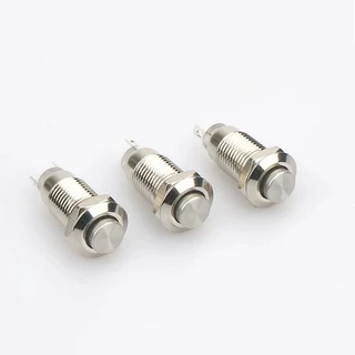 1NO หัวสูง 8 มม.กันน้ําโลหะปุ่มกดสวิตช์ไฟ LED ล็อคตัวเอง/รีเซ็ต 3/6/12/24/220V ทองเหลืองชุบนิกเกิล