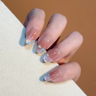 C040-041 เล็บปลอมสําเร็จรูป ทำด้วยมือ 10 ชิ้น/กล่อง มินิมอล หวานๆ ดีไซน์สวย ประณีต สวมง่าย ใช้ซ้ำได้