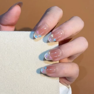C040-041 เล็บปลอมสําเร็จรูป ทำด้วยมือ 10 ชิ้น/กล่อง มินิมอล หวานๆ ดีไซน์สวย ประณีต สวมง่าย ใช้ซ้ำได้