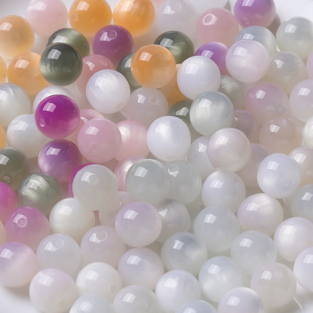 St.kunkka 10Pcs 8 10 12mm เรซินลูกปัด การเปลี่ยนสีด้วยแสง สำหรับสร้อยข้อมือสร้อยคอ DIY