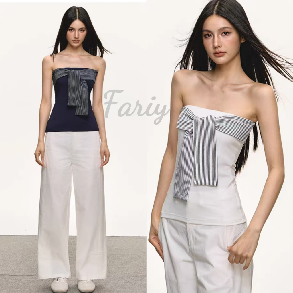 Fariy🍒คลังสินค้าพร้อม🍒 เสื้อกั๊กสายเดี่ยวดีไซน์ย้อนยุคสไตล์ฝรั่งเศสสำหรับผู้หญิง 2025 ฤดูร้อนใหม่เข้ารูปพอดีตัวเสื้ออเนกประสงค์