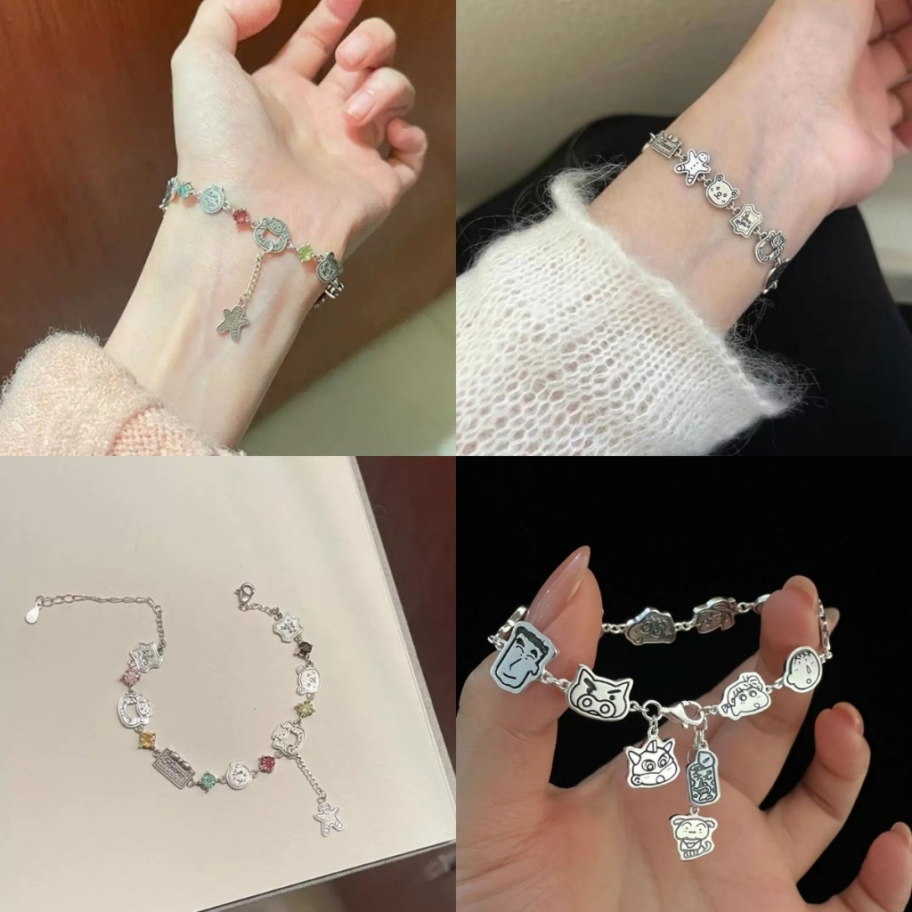 Crayon Shin-Chan Family สร้อยข้อมือสายคล้องมือ Kawaii Gingerbread Man แฟนอะนิเมะน่ารักที่อบอุ่น