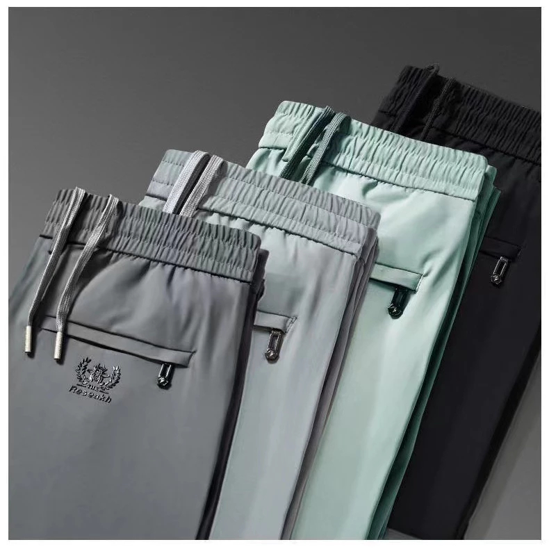 ม-3เอ็กแอล ผู้ชายฤดูร้อนผ้าไหมน้ําแข็งบางช้าวิ่งกางเกงลําลอง