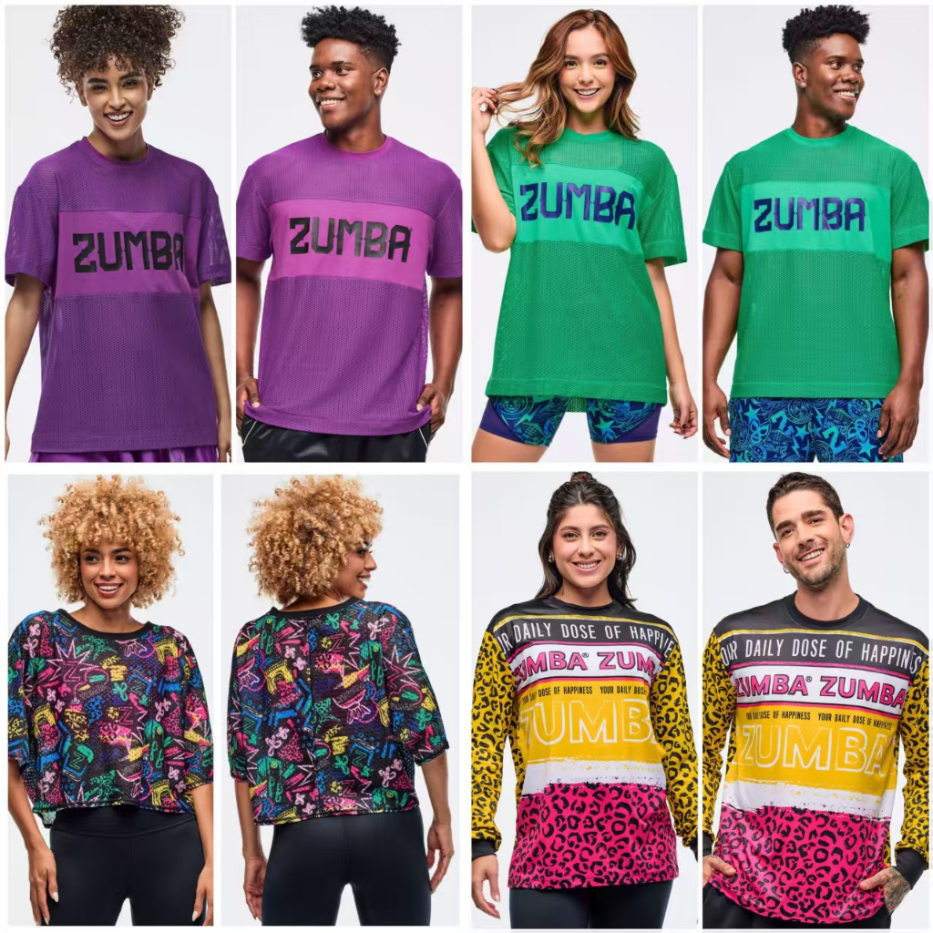 เสื้อยืด ZUMBA ฤดูใบไม้ร่วงสไตล์ใหม่ สต็อกสีม่วงสีเขียว ตาข่าย quick-drying สำหรับทั้งผู้ชายและผู้หญิง