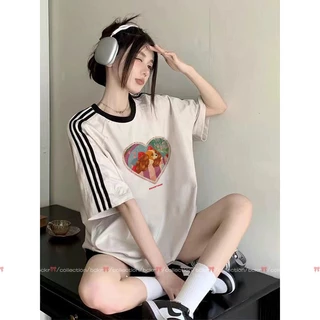 BCKR🎀cotton 100% สามขีด ดีไซน์เก๋ แมตช์ได้ทุกแบบ ลายน้องหมา เสื้อผญ เสื้อ🐶oversize คอกลม เสื้YG507