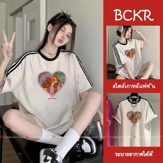 BCKR🎀cotton 100% สามขีด ดีไซน์เก๋ แมตช์ได้ทุกแบบ ลายน้องหมา เสื้อผญ เสื้อ🐶oversize คอกลม เสื้YG507