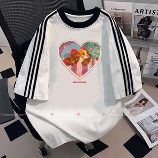 BCKR🎀cotton 100% สามขีด ดีไซน์เก๋ แมตช์ได้ทุกแบบ ลายน้องหมา เสื้อผญ เสื้อ🐶oversize คอกลม เสื้YG507