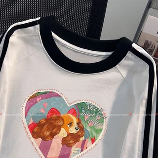 BCKR🎀cotton 100% สามขีด ดีไซน์เก๋ แมตช์ได้ทุกแบบ ลายน้องหมา เสื้อผญ เสื้อ🐶oversize คอกลม เสื้YG507