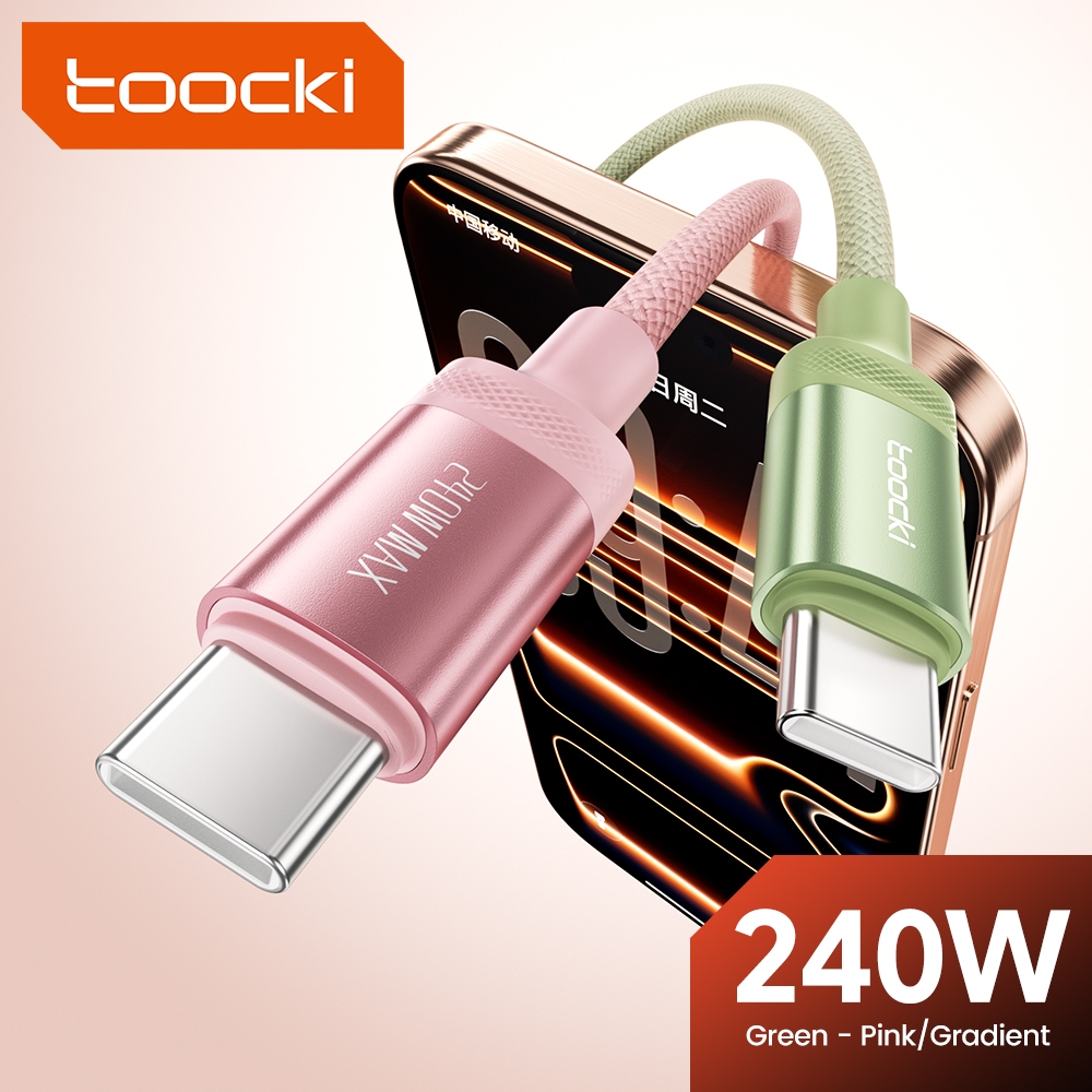 Toocki 240W สีสันไล่ระดับสีประเภท C ถึง Type C สาย PD 3.1 Ultra-High Power USB C สําหรับ Xiaomi Samsung lPhone 17 16 15 แล็ปท็อป Fast Charging Data Cord