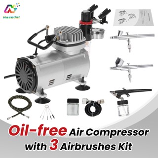 Professional 3pcs Dual Action Airbrush with Air Compressor K…