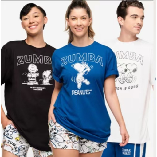เสื้อแขนสั้น ZUMBA สไตล์การ์ตูนและพื้นฐาน ทำจากผ้าฝ้าย ไซส์เดียวสำหรับทุกคน